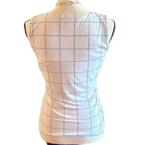 Calvin Klein monogrammed tank top in white with black Calvin Klein letters - Picture 5 of 12